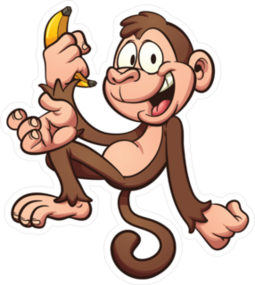 Happy Cartoon Monkey Holding A Banana Sticker