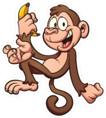 Happy Cartoon Monkey Holding A Banana Sticker