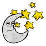 Happy Cartoon Moon & Stars Sticker