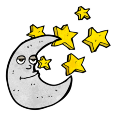 Happy Cartoon Moon & Stars Sticker