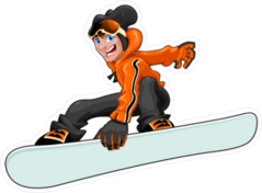 Happy Cartoon Snowboarder Sticker