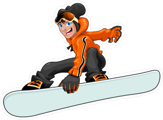Happy Cartoon Snowboarder Sticker