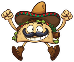 Happy Cartoon Taco With Sombrero Sticker