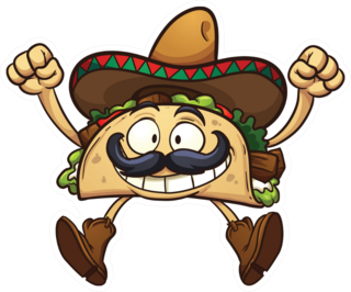Happy Cartoon Taco With Sombrero Sticker