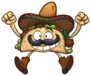 Happy Cartoon Taco With Sombrero Sticker