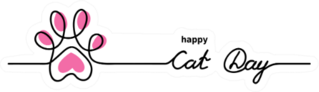 Happy Cat Day Paw Print Sticker