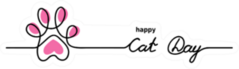 Happy Cat Day Paw Print Sticker