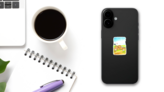 Happy Chicken Happy Farm Illustration Sticker on a Phone (New) example