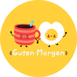Happy Coffee Mug And Fried Egg German Guten Morgen Sticker
