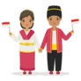 Happy Couple Wearing North Maluku Traditional Dress Sticker