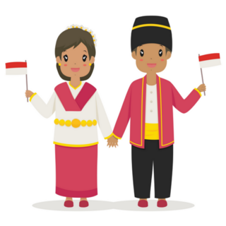 Happy Couple Wearing North Maluku Traditional Dress Sticker