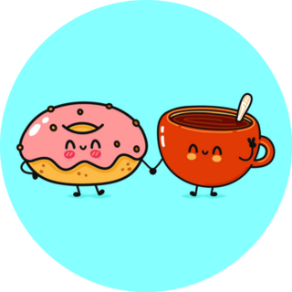 Happy Cup Of Coffee And Pink Donut Couple Sticker