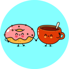 Happy Cup Of Coffee And Pink Donut Couple Sticker