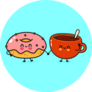 Happy Cup Of Coffee And Pink Donut Couple Sticker