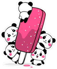 Happy Cute Pandas Eating Ice Cream Sticker