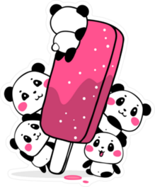Happy Cute Pandas Eating Ice Cream Sticker