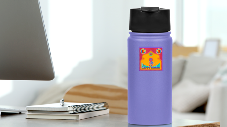 Happy Diwali Indian Festival Greeting Sticker on a Water Bottle (New) example