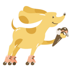 Happy Dog On Roller Skates Sticker