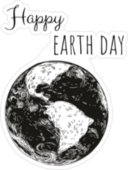 Happy Earth Day Black and White Sticker
