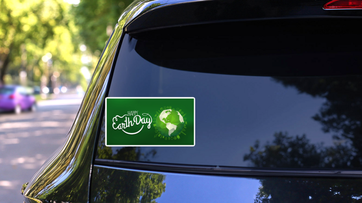 Happy Earth Day Smile Sticker on a Rear Car Window (New) example