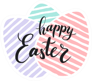 Happy Easter Lettering and Eggs Sticker
