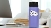 Happy Easter Lettering Illustration Ears And Tail Sticker on a Water Bottle (New) example