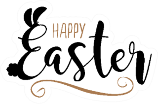Happy Easter Lettering Illustration Ears And Tail Sticker