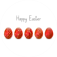 Happy Easter Set Of Red Eggs Sticker