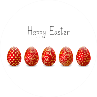 Happy Easter Set Of Red Eggs Sticker