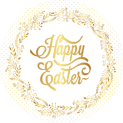 Happy Easter Typography With Gold Wreath Sticker