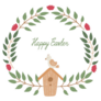 Happy Easter Wreath and Bird House Sticker