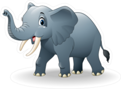 Happy Elephant Cartoon Sticker