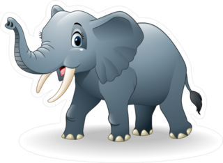 Happy Elephant Cartoon Sticker