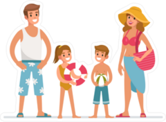 Happy Family At The Beach Sticker
