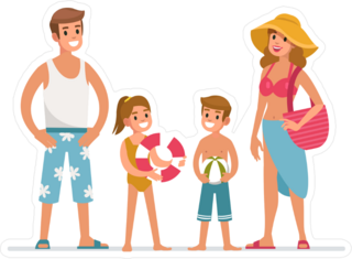 Happy Family At The Beach Sticker