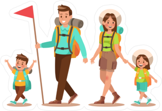 Happy Family Camping Sticker