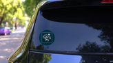 Happy Father’s Day Crown Sticker on a Rear Car Window (New) example