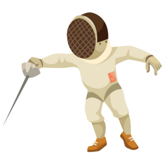 Happy Fencing Boy Sticker