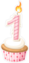 Happy First Birthday Cupcake Sticker