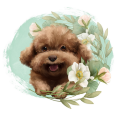 Happy Flower Poodle Sticker