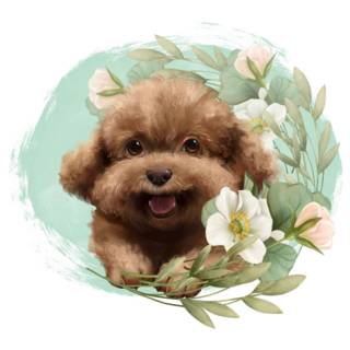 Happy Flower Poodle Sticker
