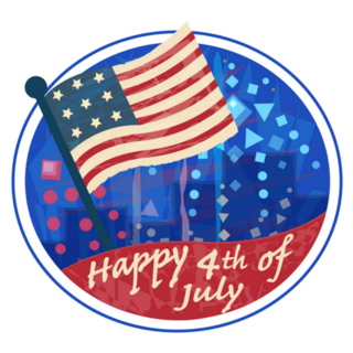 Happy Fourth Of July American Flag And Fireworks Sticker