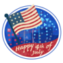 Happy Fourth Of July American Flag And Fireworks Sticker