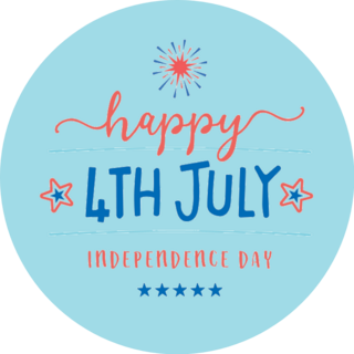 Happy Fourth Of July Independence Day Calligraphy Sticker