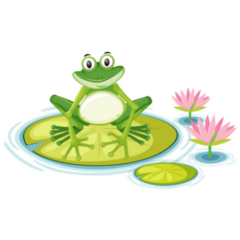 Happy Frog On Lily Pad Cartoon Sticker