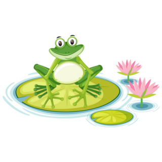 Happy Frog On Lily Pad Cartoon Sticker