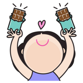 Happy Girl Holding Two Bar Of Chocolates Sticker
