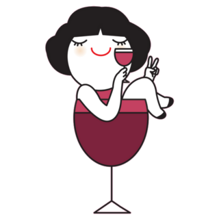 Happy Girl Sitting Inside A Wine Glass Peace Sign Sticker