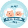 Happy Grandparents Day Cute Cartoon Blue Sticker