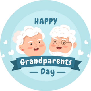 Happy Grandparents Day Cute Cartoon Blue Sticker